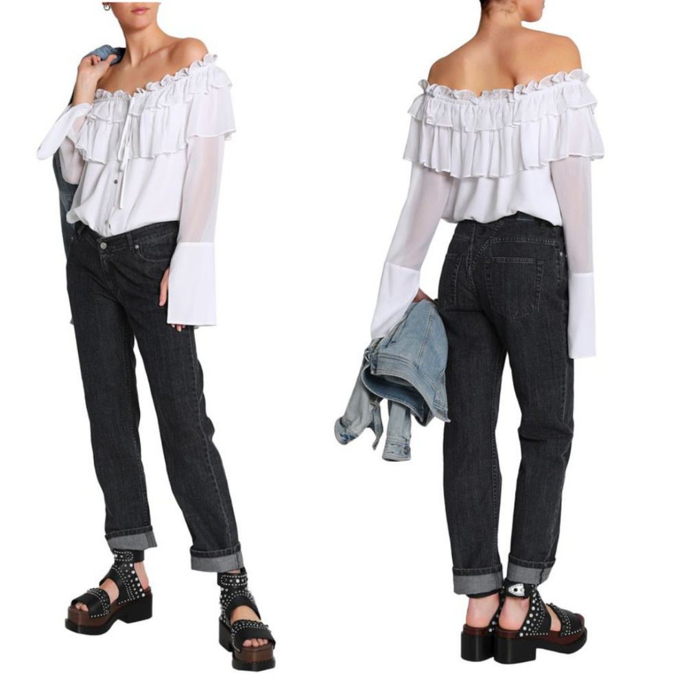 NWT Opening Ceremony White Silk Ruffled Top